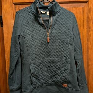 Women's TALL Quilted Pullover Sweater - Dark Green